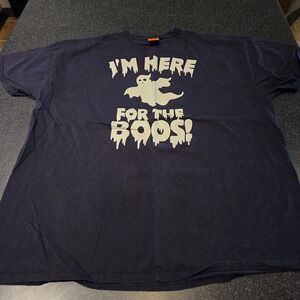 Happy Halloween Ghost T-Shirt "I'm Here for the Boos" Mens 2XL Black Cotton Tee